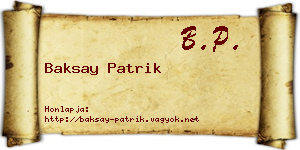 Baksay Patrik névjegykártya