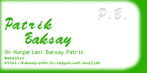 patrik baksay business card